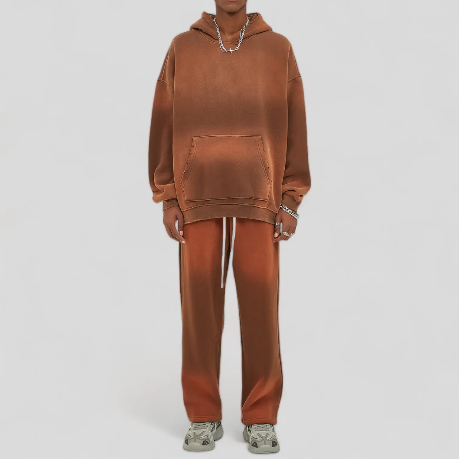 Oversized fit heavy fleece with gradient wash hoodie