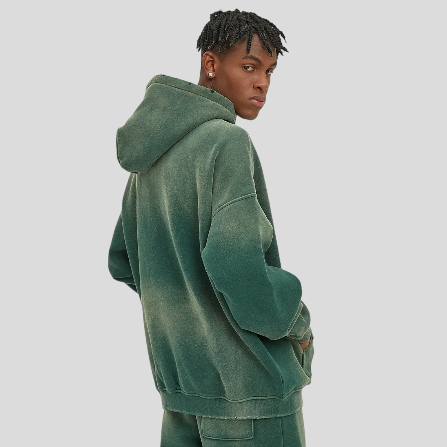 Oversized fit heavy fleece with gradient wash hoodie