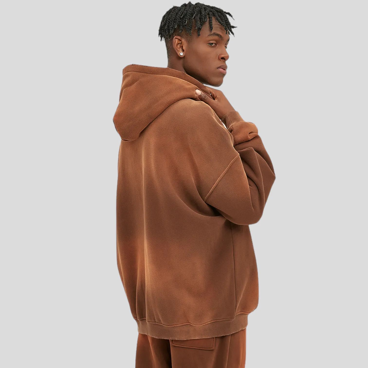 Oversized fit heavy fleece with gradient wash hoodie
