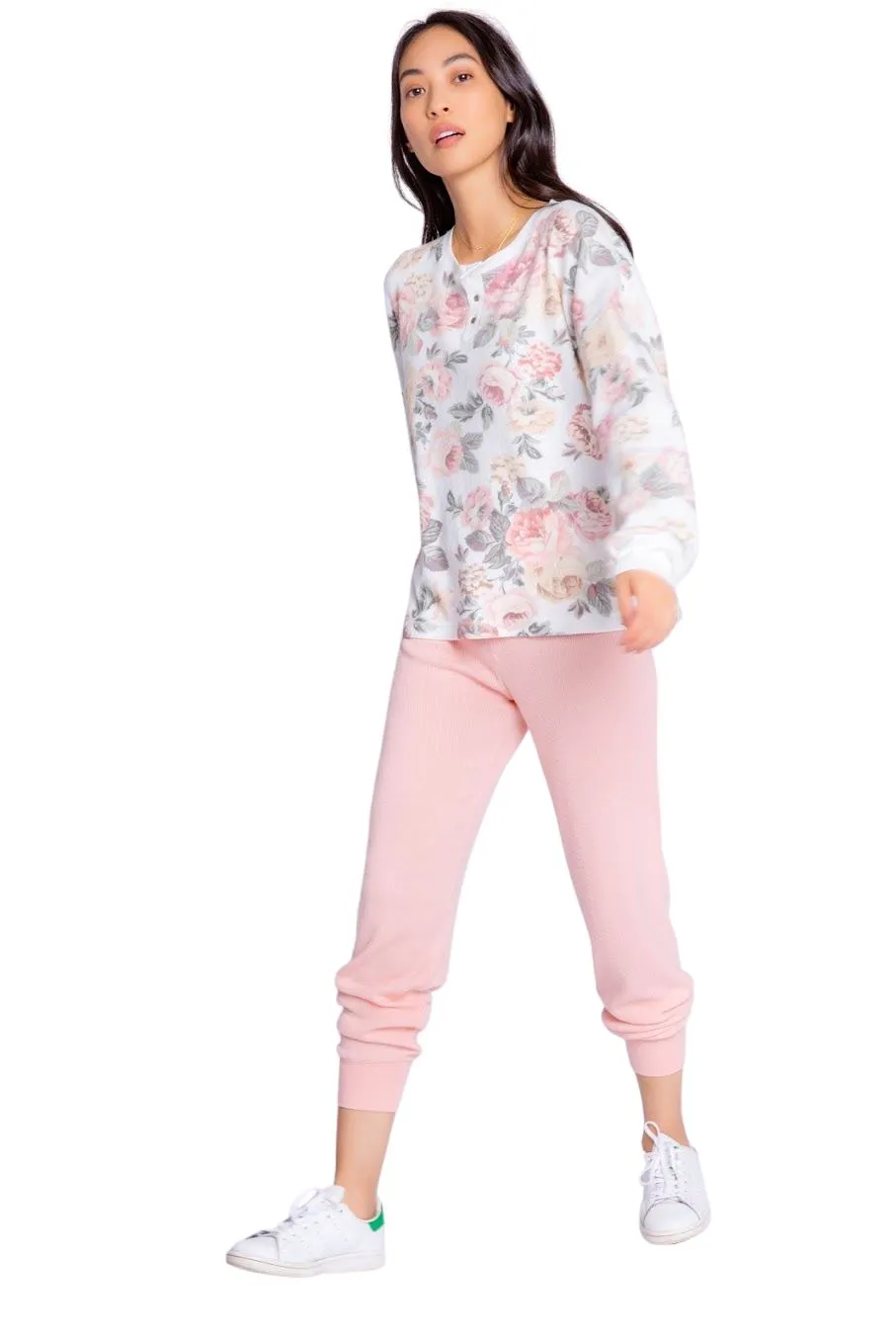 Pj Salvage Retro Rose Long Sleeve Top - Antique White