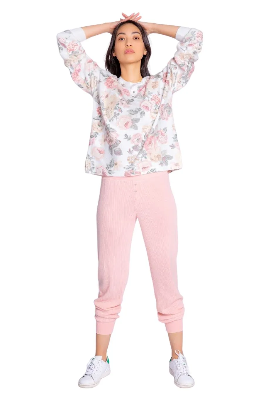 Pj Salvage Retro Rose Long Sleeve Top - Antique White