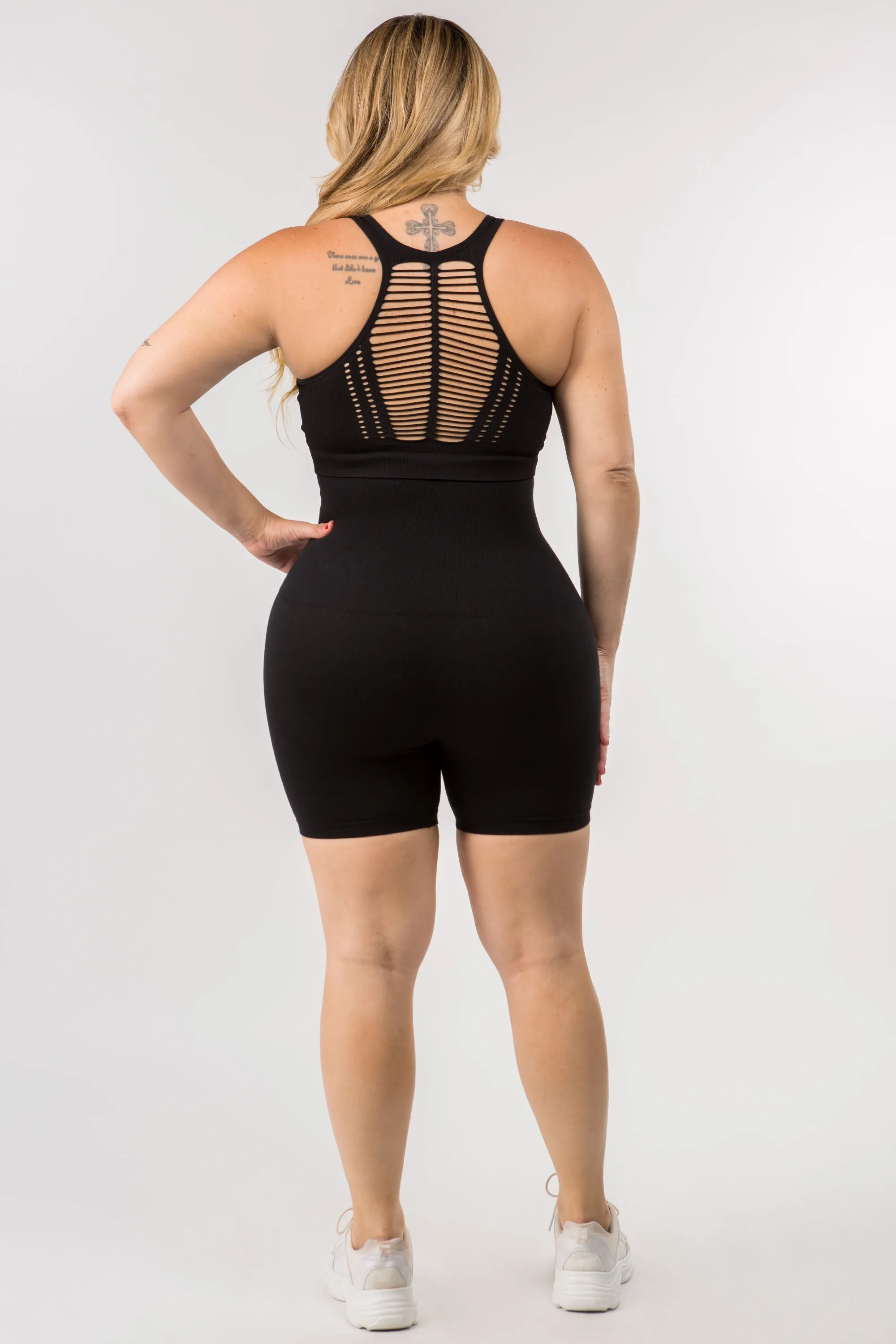 Plus Size Compression Biker Shorts with French Terry Lining