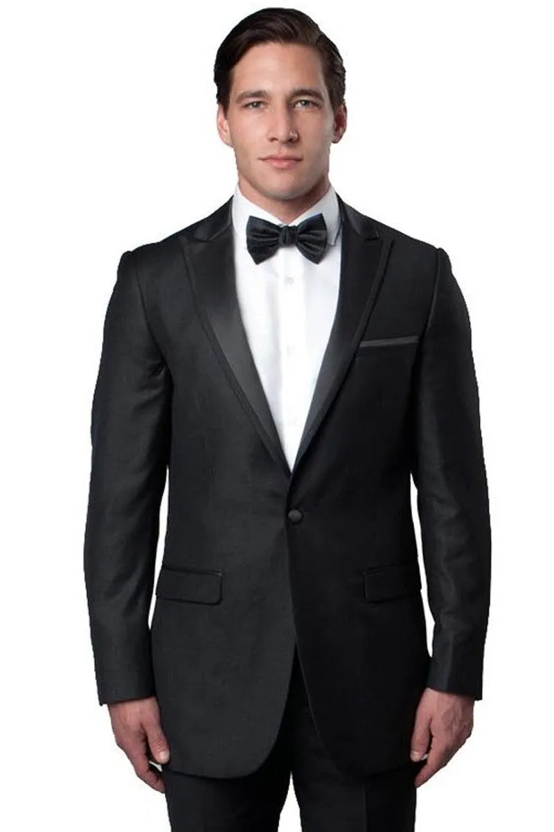 "Bryan Michaels Charcoal Grey Slim Fit Satin-Trimmed Tux:Upgrade Your Special Occasion Look"