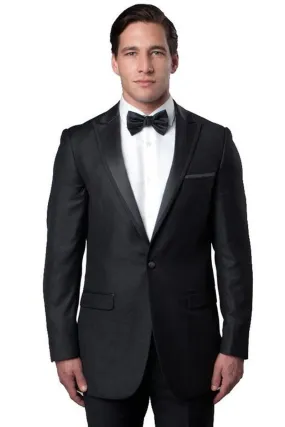 "Bryan Michaels Charcoal Grey Slim Fit Satin-Trimmed Tux:Upgrade Your Special Occasion Look"