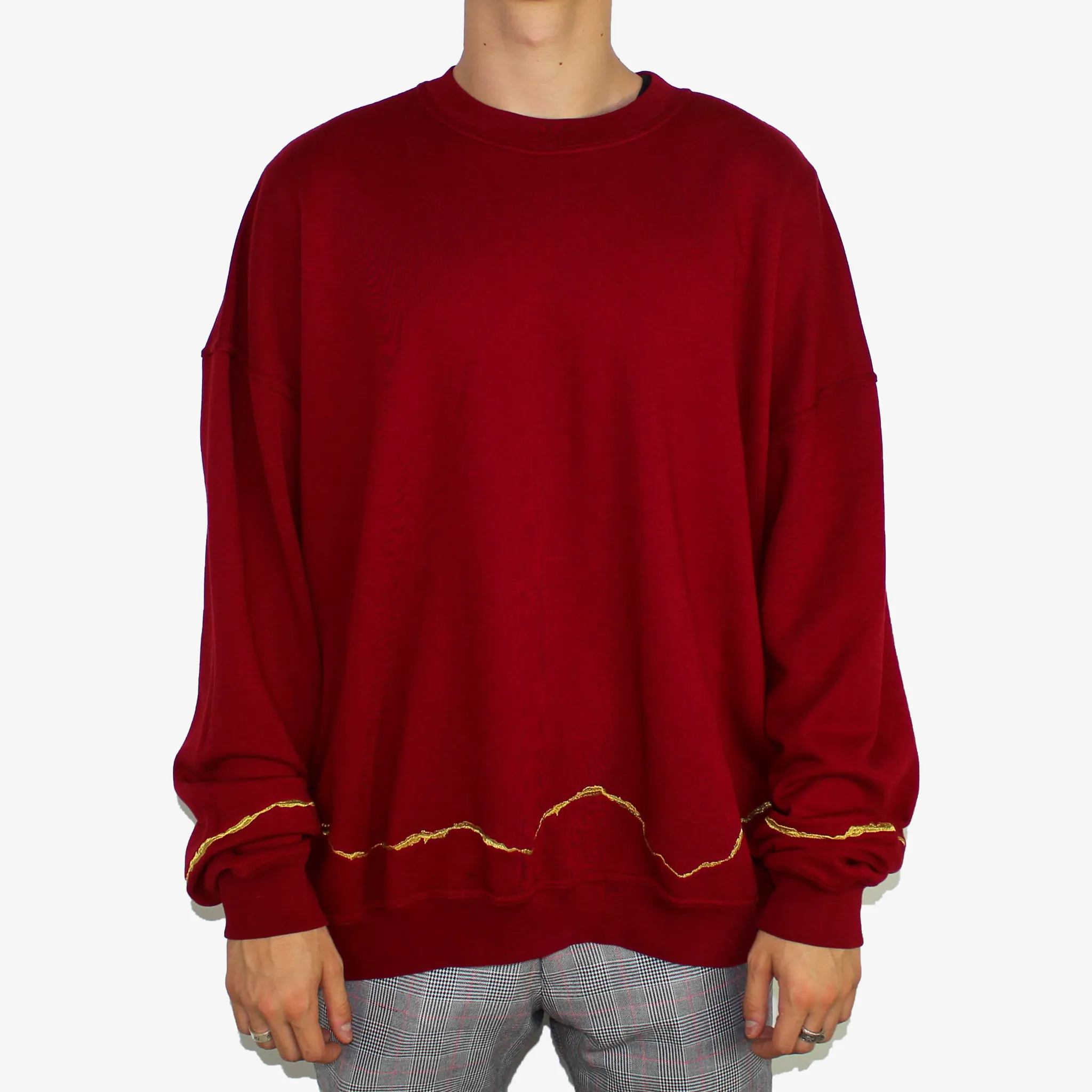 Red Oversized Embroidered Crewneck