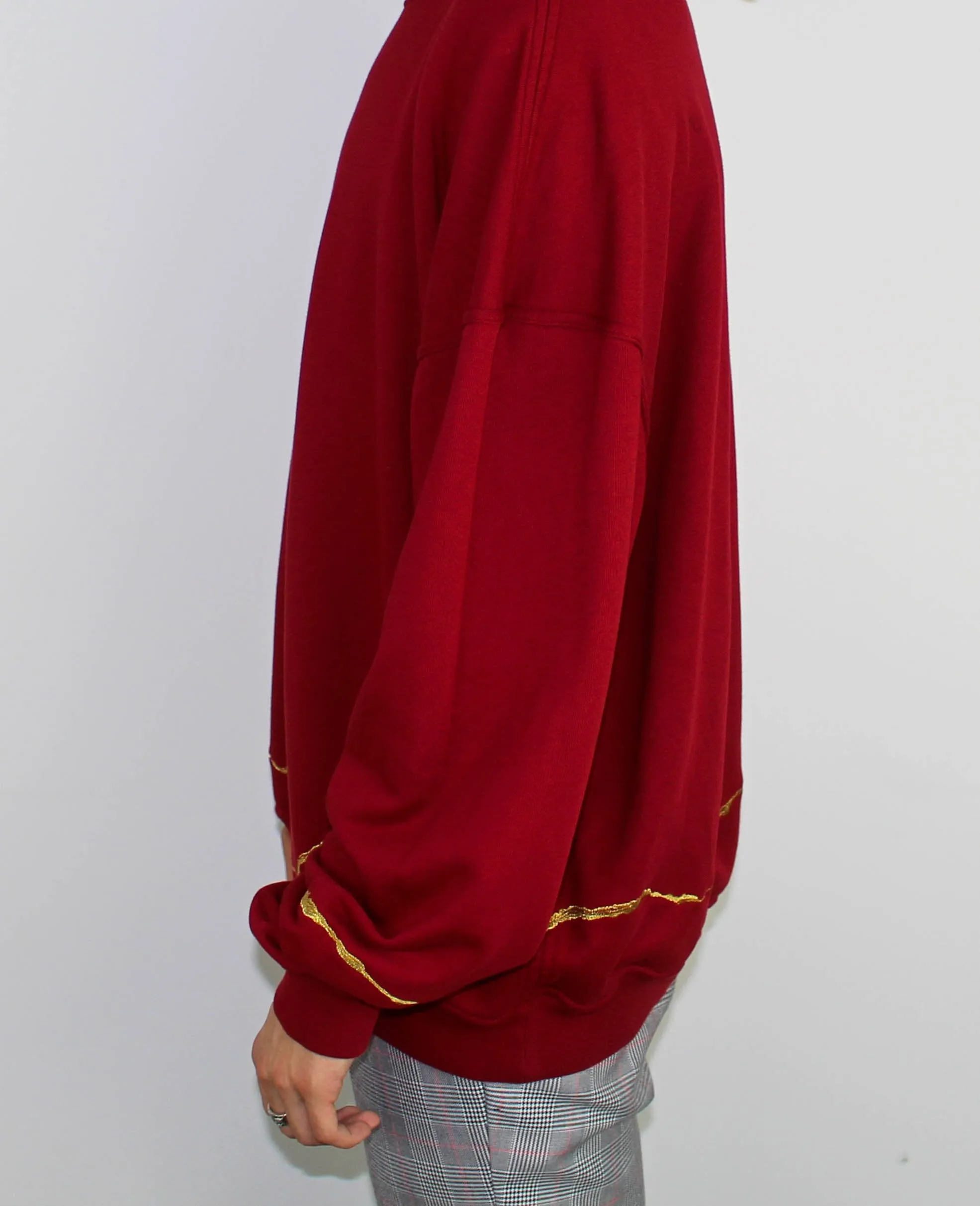 Red Oversized Embroidered Crewneck
