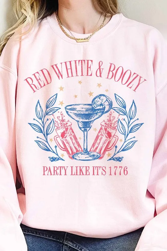 RED WHITE AND BOOZY AMERICANA OVERSIZED SWEATSHIRT