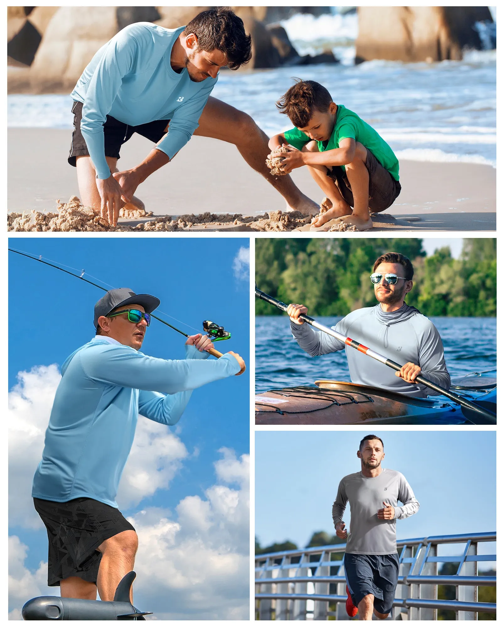 Roadbox Mens Waterproof UPF 50  Fishing Hoodie Shirt with Mesh Face Mask - Long Sleeve UV Sun Protection Thumbholes Diving Rash Guard for Outdoor Hiking Fishing