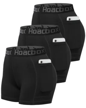 Roadbox Womens Spandex Shorts with Pockets: Ultra-Soft Tight Fit Shorts for Female Quick Dry for Gym Workout Exercise