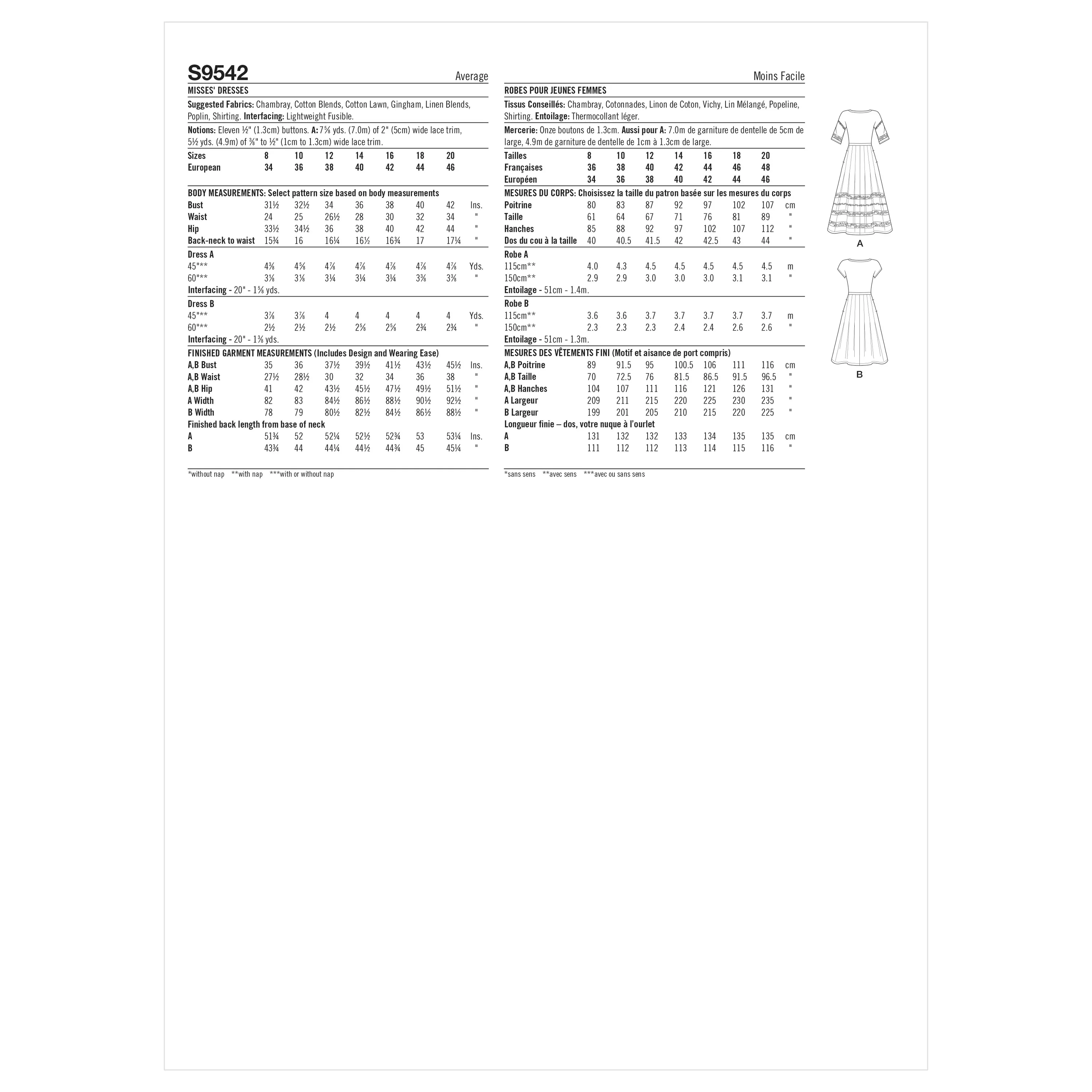 Simplicity Pattern 9542 Misses' Dresses
