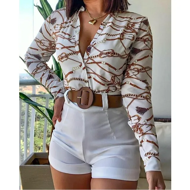 Spring Women Turn-down Collar Shirt