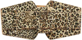 Stretchy Leopard Wide Waist Buckle Belt