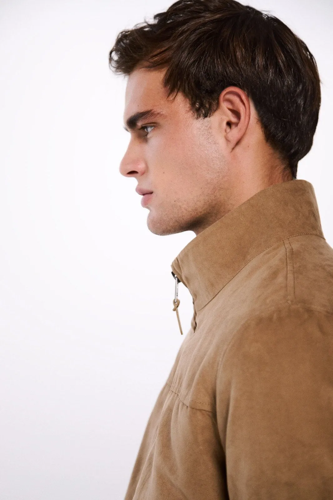 Suede effect quilted jacket - Blue / Camel