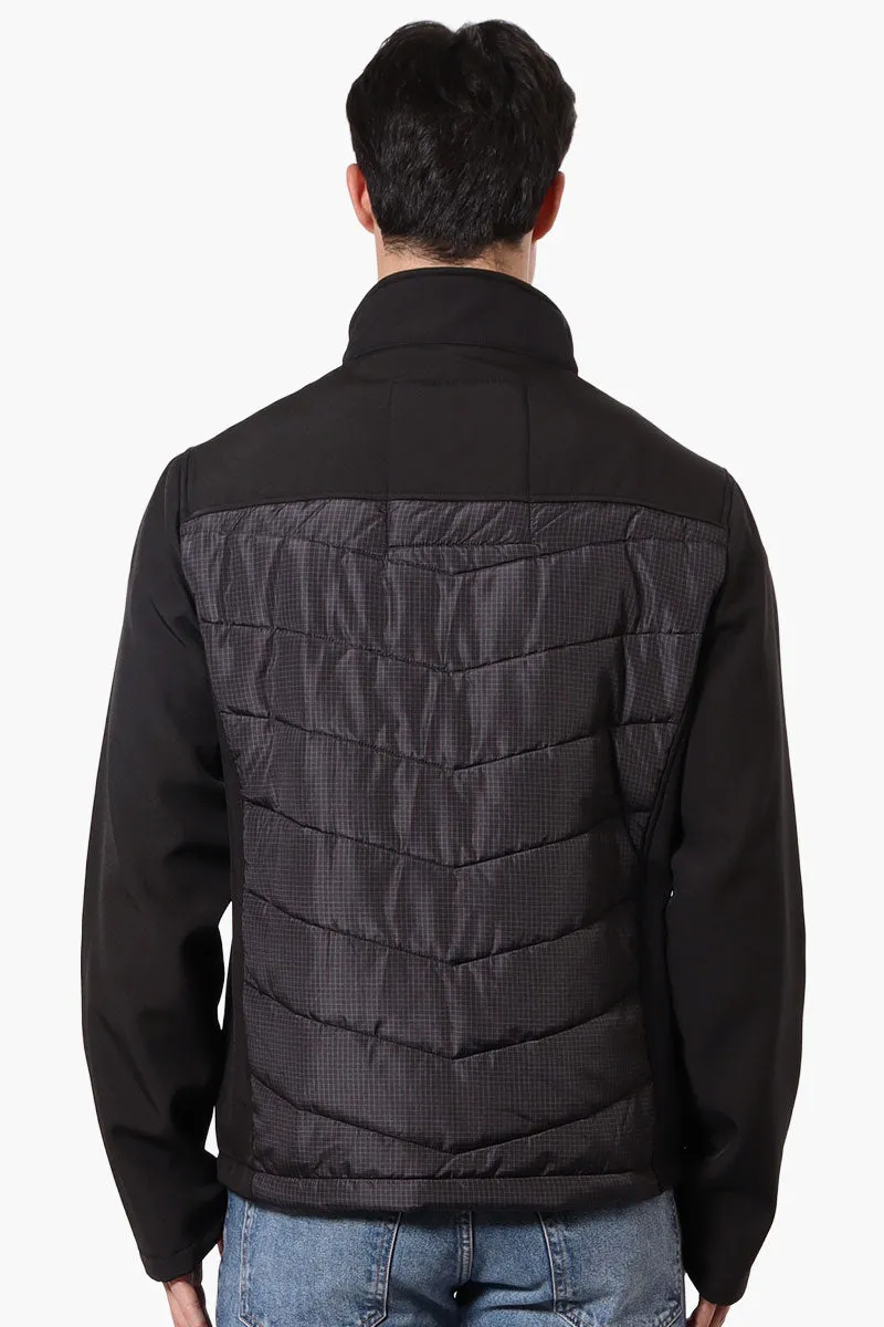 Super Triple Goose Grid Pattern Quilted Bubble Lightweight Jacket - Black