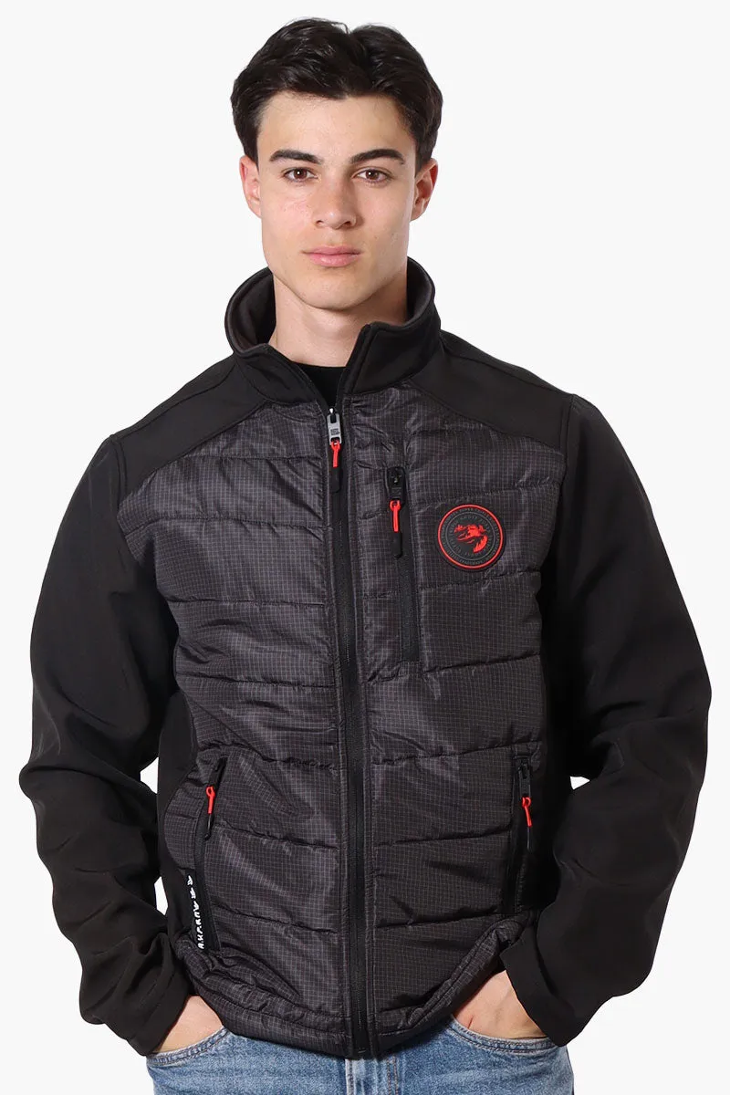 Super Triple Goose Grid Pattern Quilted Bubble Lightweight Jacket - Black