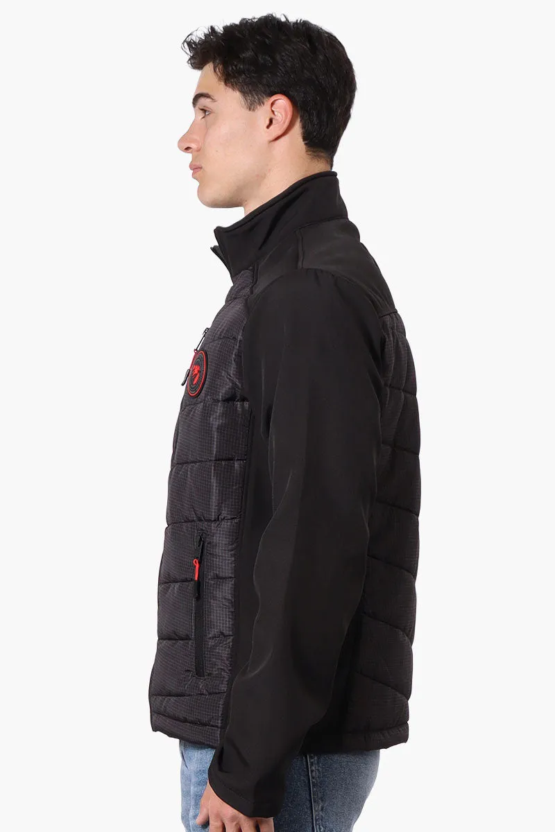 Super Triple Goose Grid Pattern Quilted Bubble Lightweight Jacket - Black