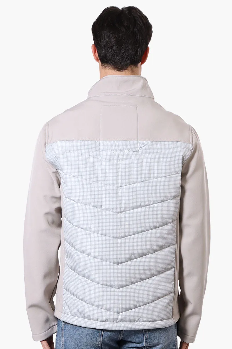 Super Triple Goose Grid Pattern Quilted Bubble Lightweight Jacket - Grey