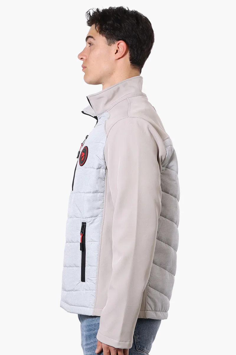 Super Triple Goose Grid Pattern Quilted Bubble Lightweight Jacket - Grey