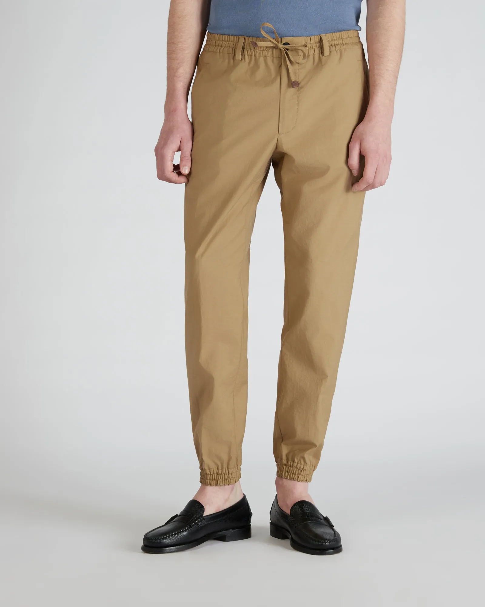Tapered-fit cotton and technical fabric trousers