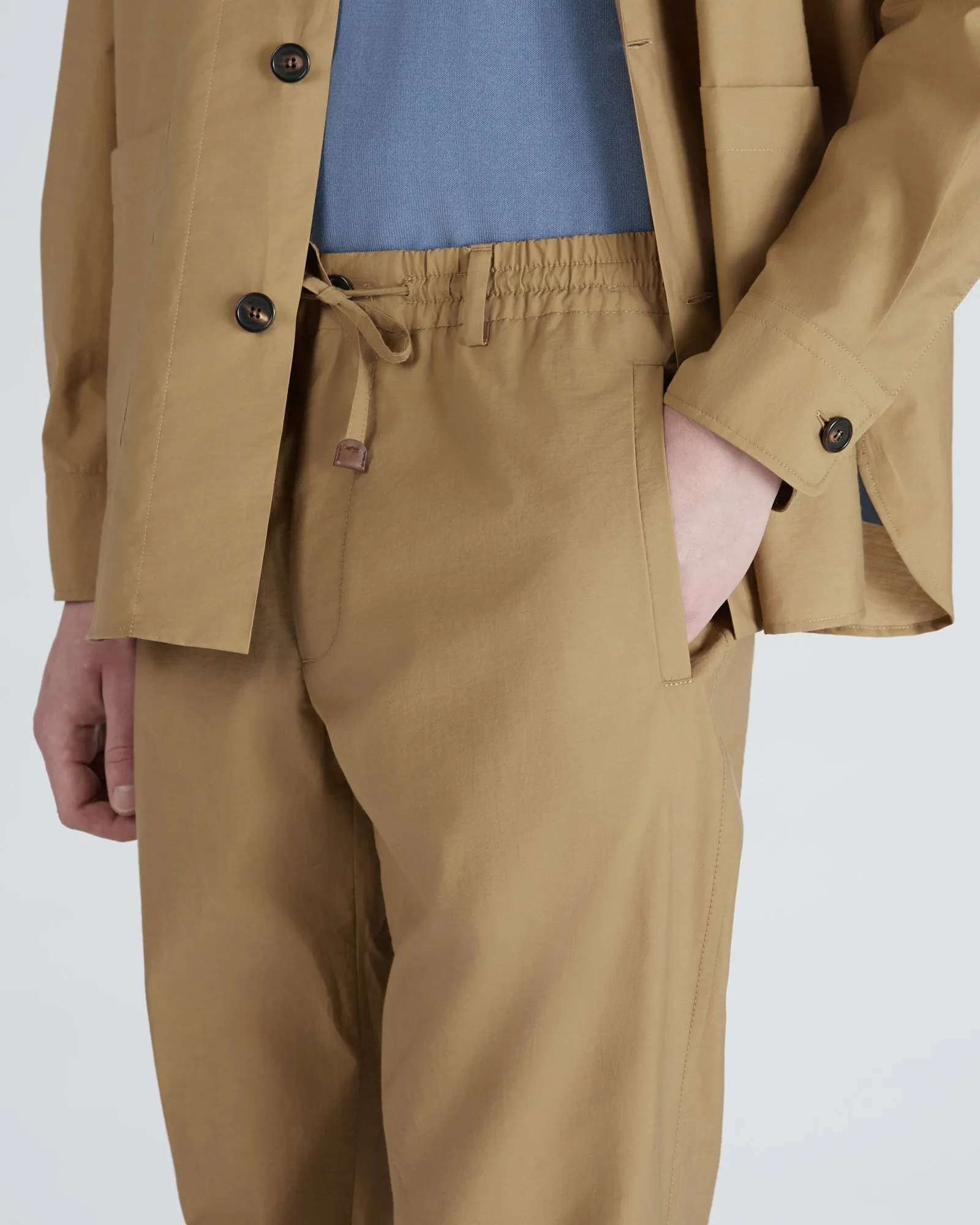 Tapered-fit cotton and technical fabric trousers
