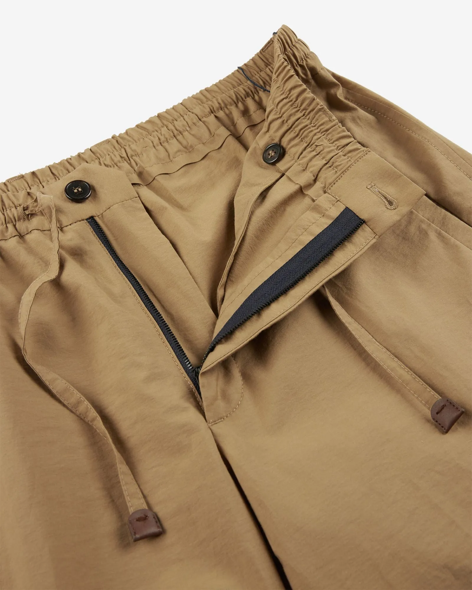 Tapered-fit cotton and technical fabric trousers