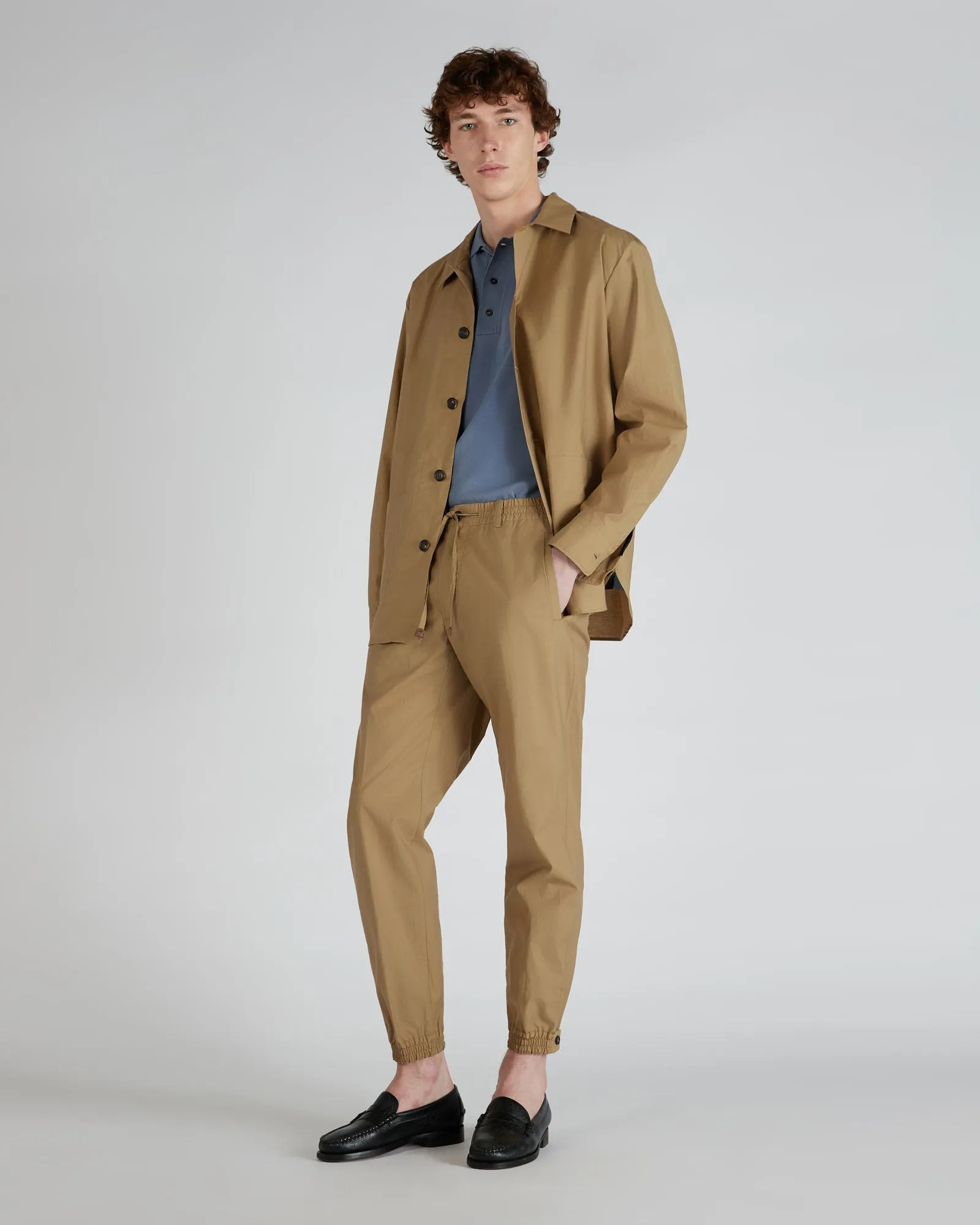 Tapered-fit cotton and technical fabric trousers