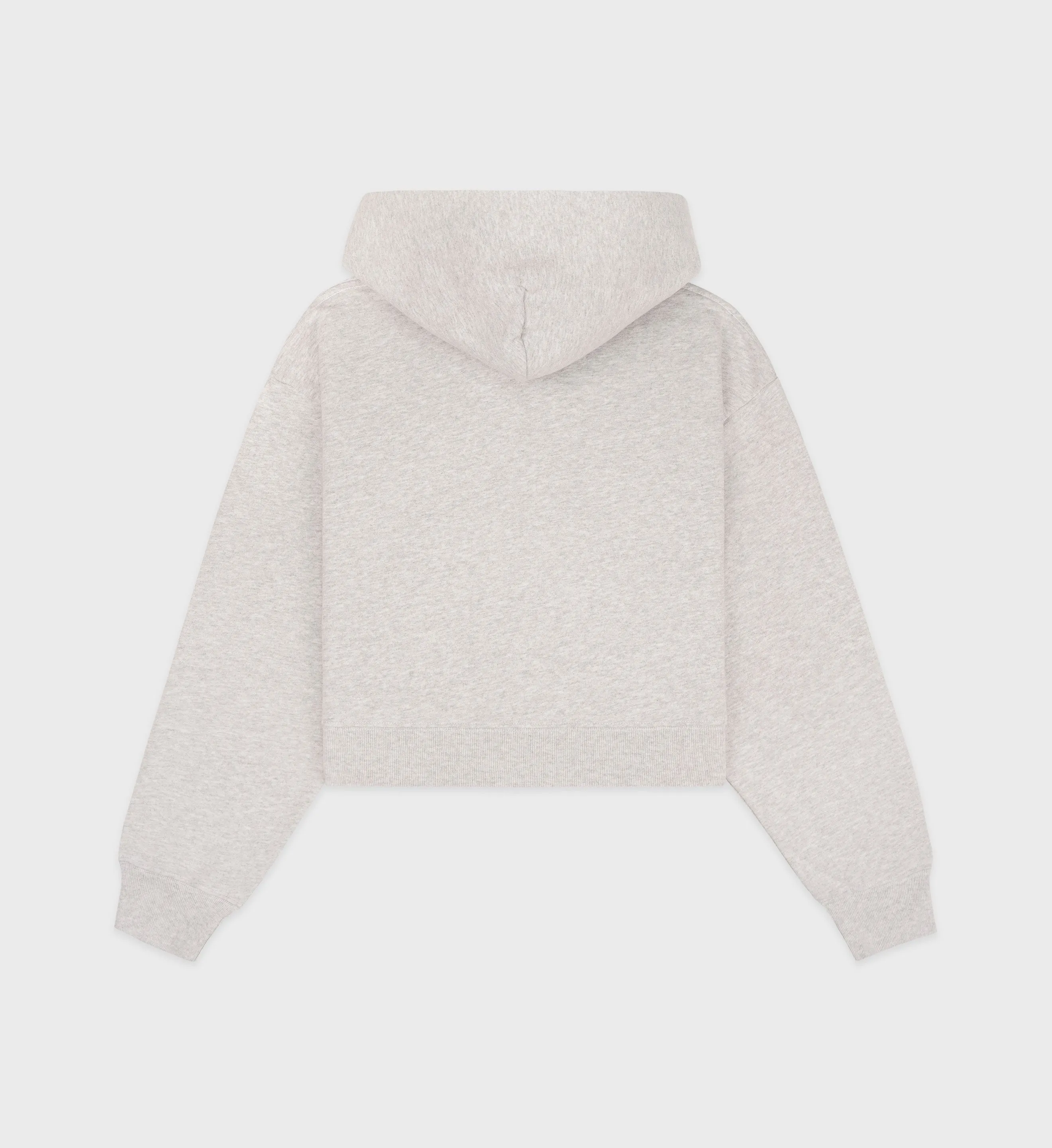Varsity Crest Cropped Zip Hoodie - Heather Gray/Navy
