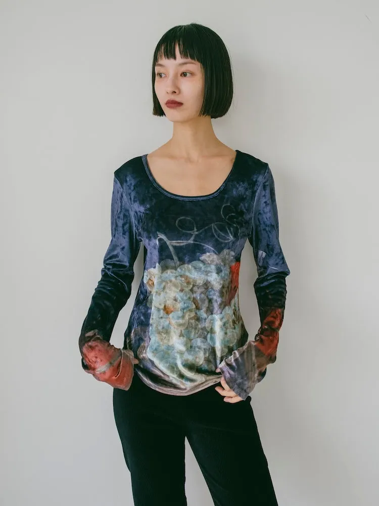 Velour Art  Print Top / 02 Basket of Fruits