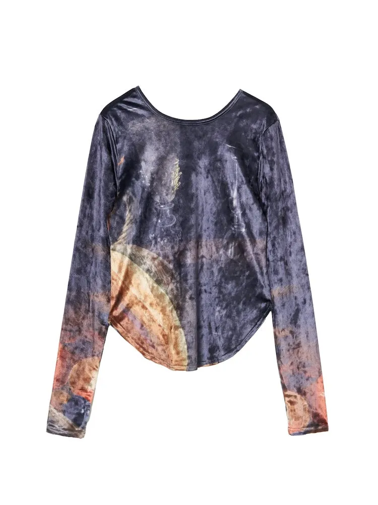 Velour Art  Print Top / 02 Basket of Fruits