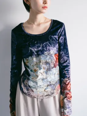 Velour Art  Print Top / 02 Basket of Fruits