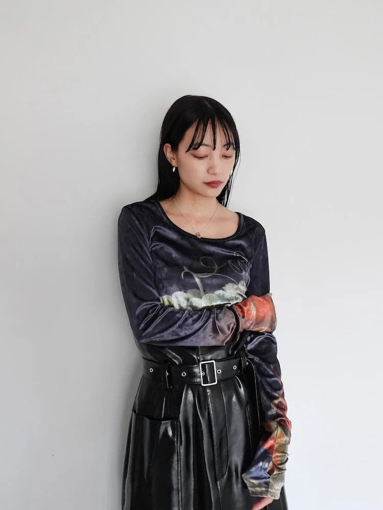 Velour Art  Print Top / 02 Basket of Fruits