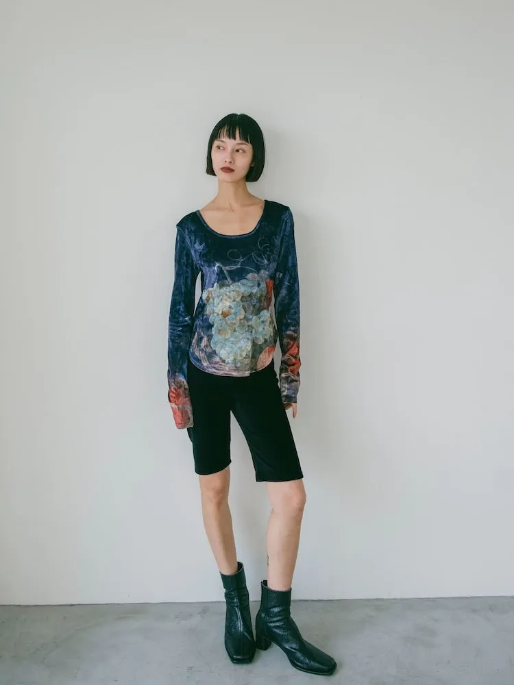 Velour Art  Print Top / 02 Basket of Fruits