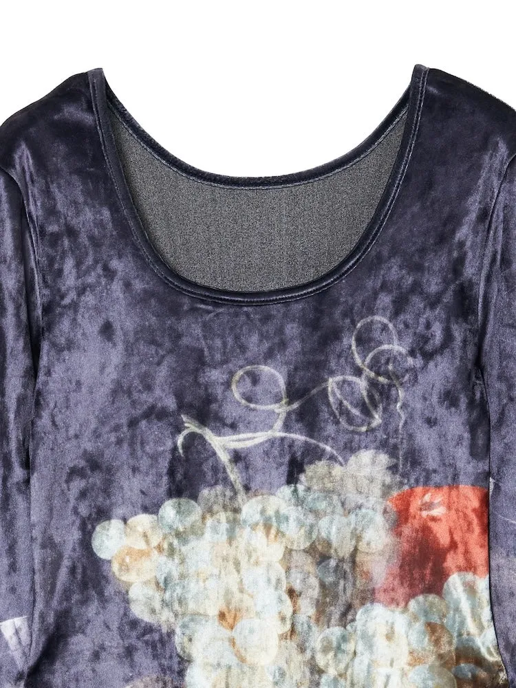Velour Art  Print Top / 02 Basket of Fruits