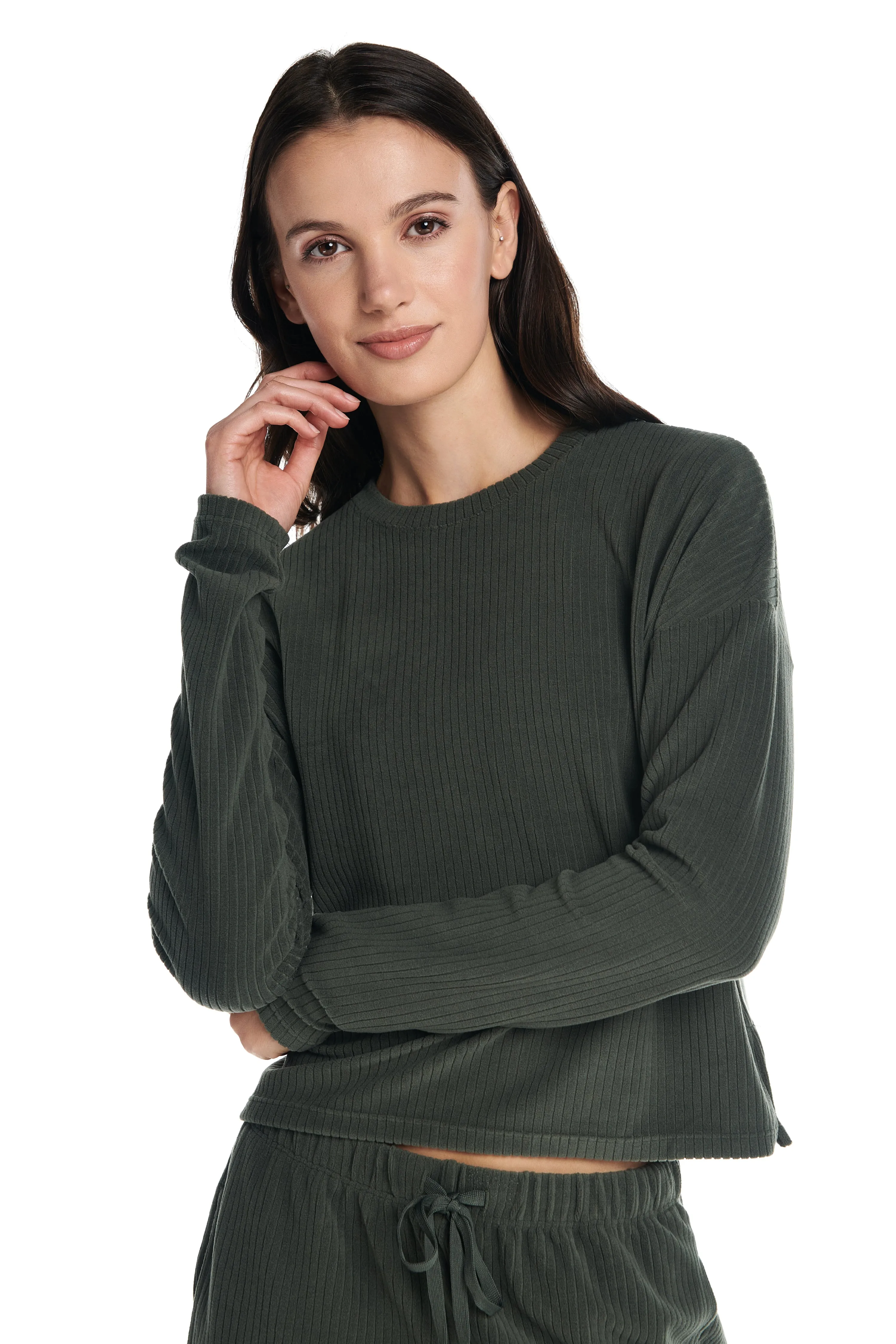 Velour Ribbed Lounge Longsleeve Top