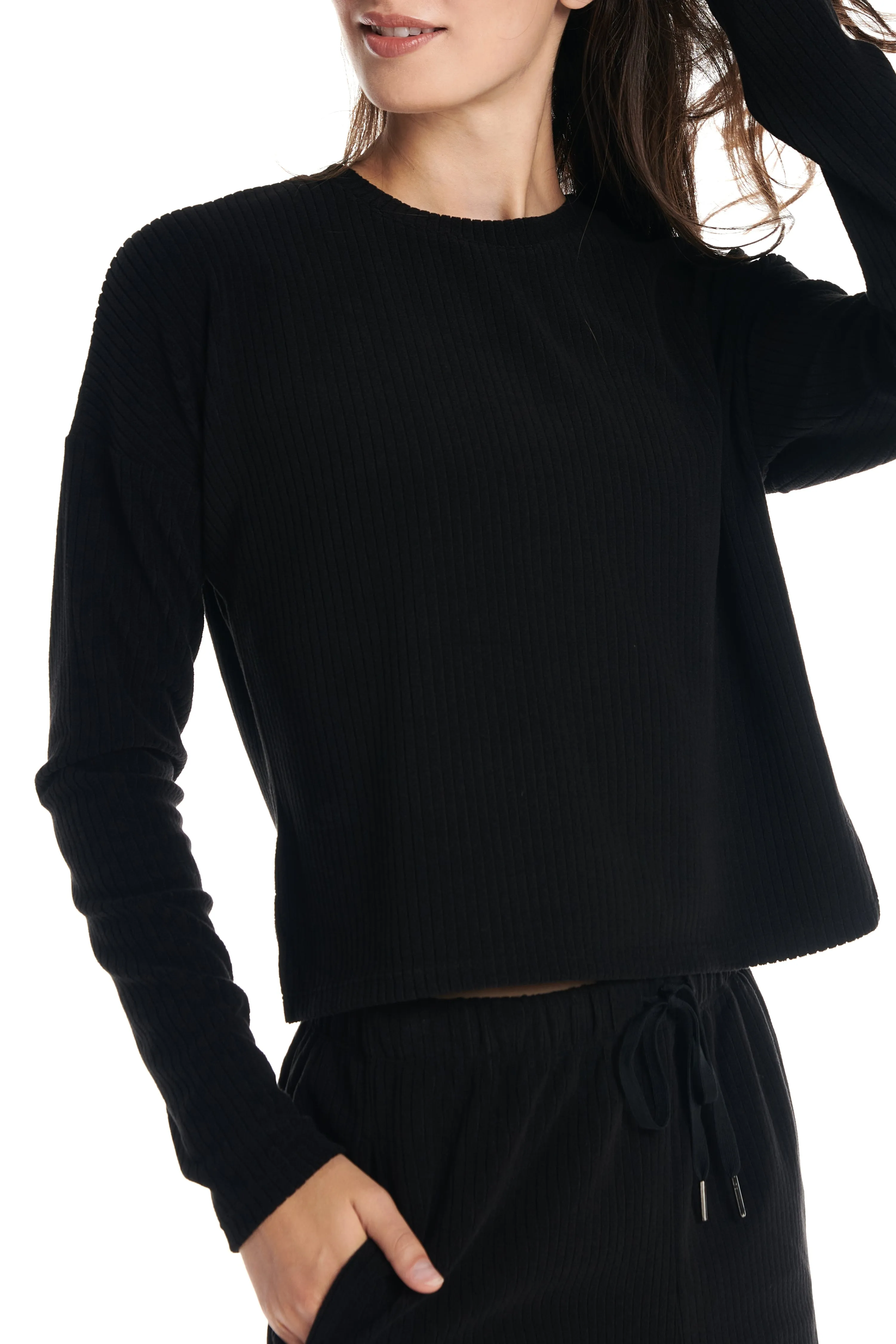 Velour Ribbed Lounge Longsleeve Top