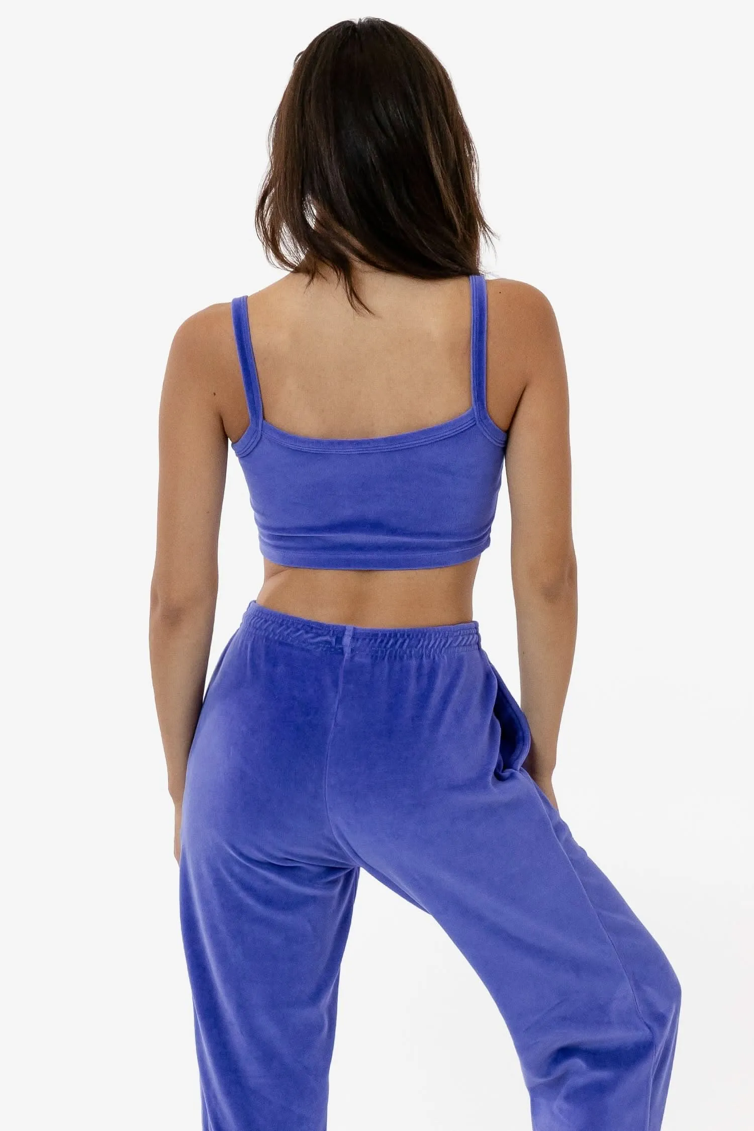 VLR316GD - Garment Dye Velour Spaghetti Crop Tank
