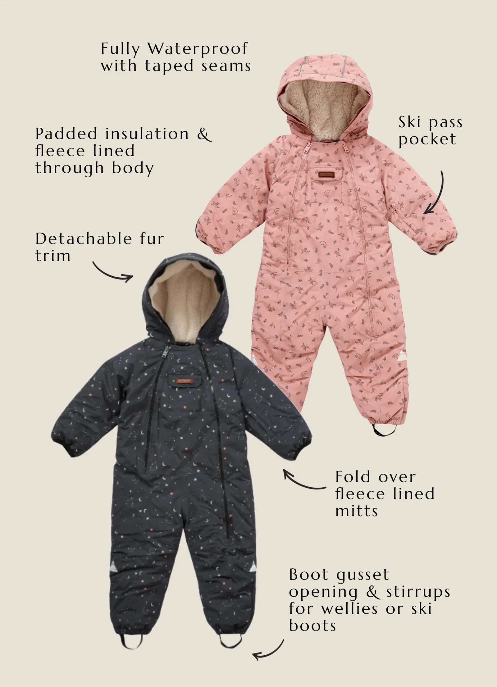 Waterproof Padded Winter Suit - Winter Floral