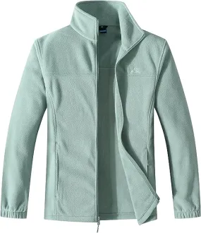 Wholesale Men's Full Zip Thermal Jackets With Pockets Soft Polar Fleece Coat - Green