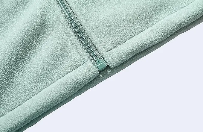 Wholesale Men's Full Zip Thermal Jackets With Pockets Soft Polar Fleece Coat - Green