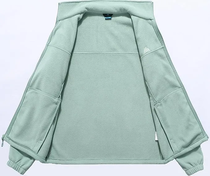 Wholesale Men's Full Zip Thermal Jackets With Pockets Soft Polar Fleece Coat - Green
