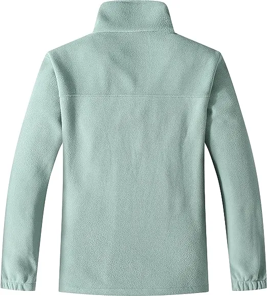 Wholesale Men's Full Zip Thermal Jackets With Pockets Soft Polar Fleece Coat - Green
