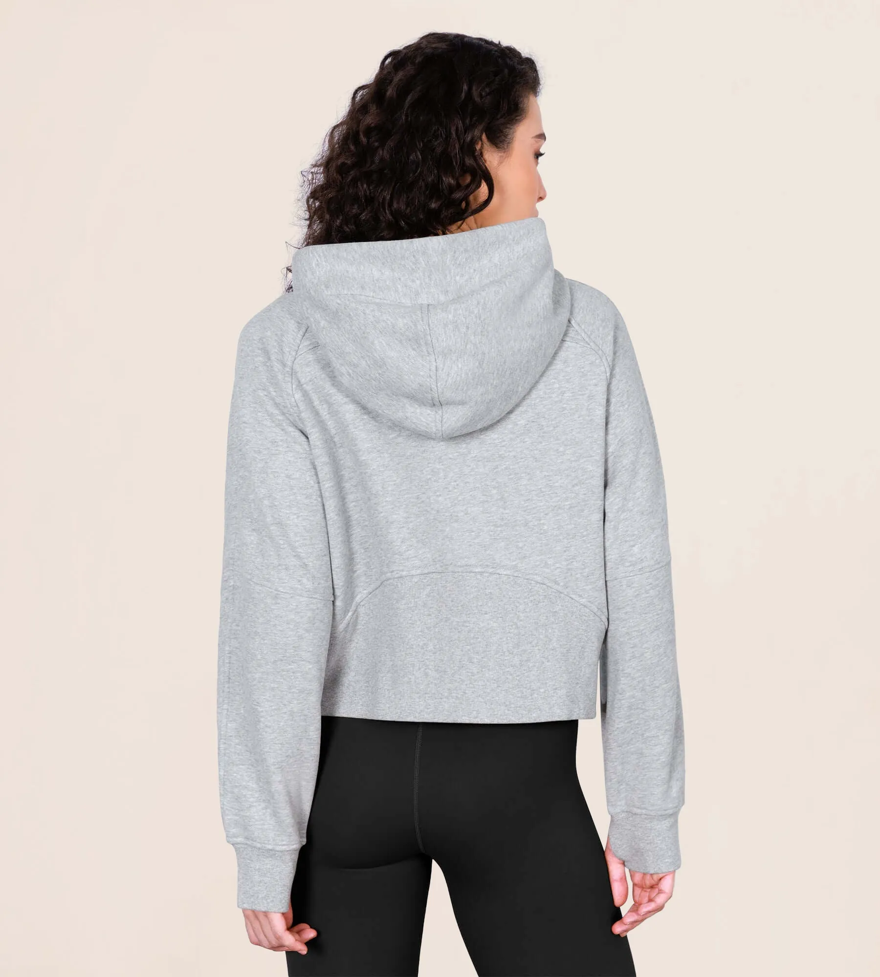 Women's Full Zipper Fleece Lined Cropped Hoodie