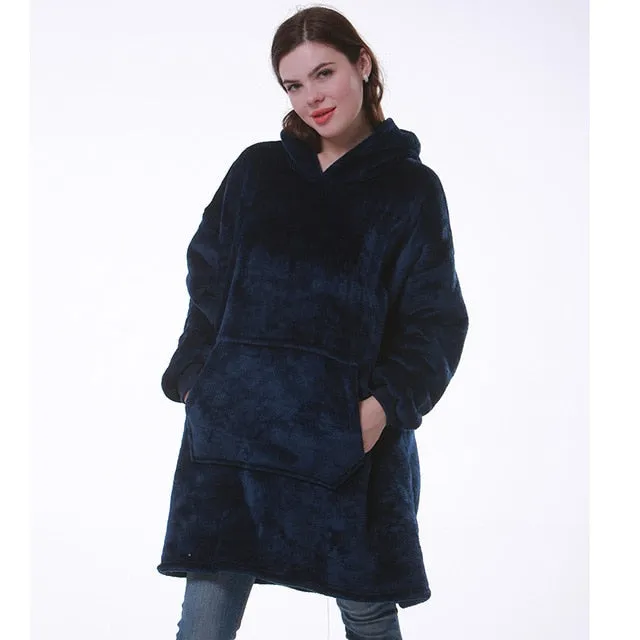 Women’s Oversized Hoodie Sweatshirt Winter Fleece - Giant Wearable Blanket With Sleeves Hoodies Sweat Women Clothes Moletom Feminino