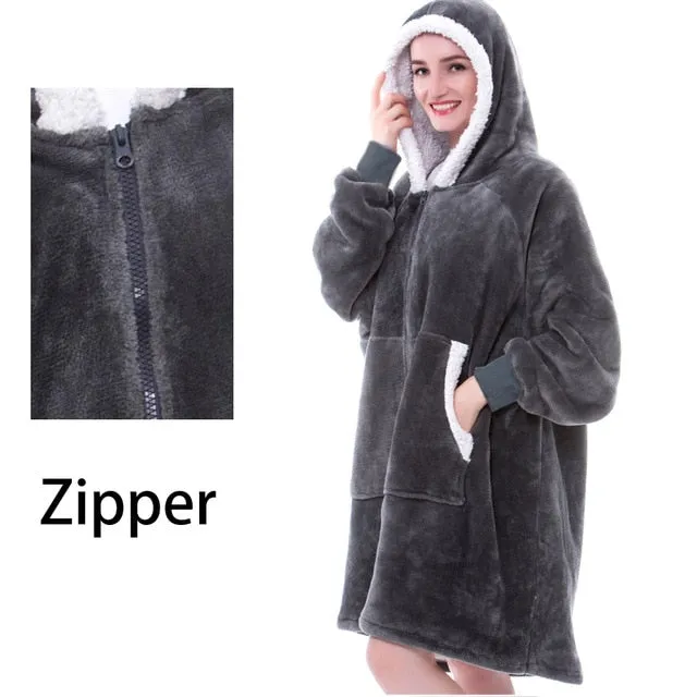 Women’s Oversized Hoodie Sweatshirt Winter Fleece - Giant Wearable Blanket With Sleeves Hoodies Sweat Women Clothes Moletom Feminino