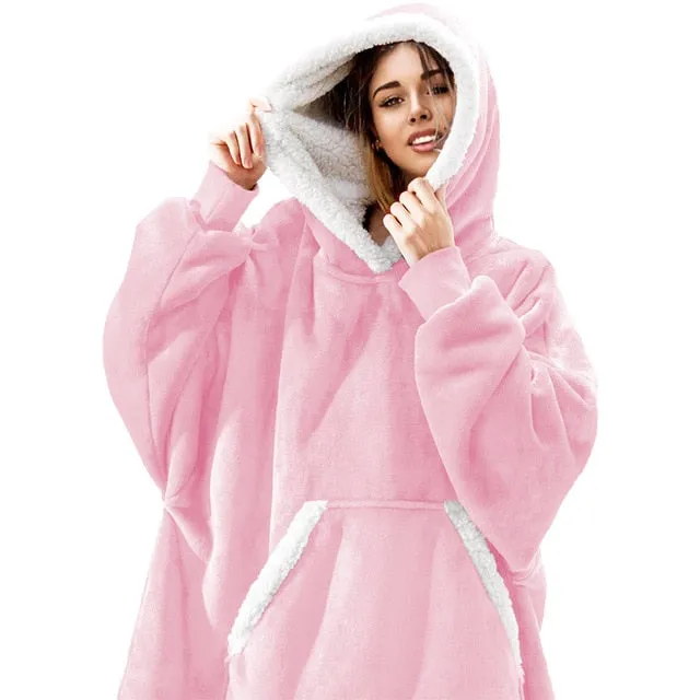 Women’s Oversized Hoodie Sweatshirt Winter Fleece - Giant Wearable Blanket With Sleeves Hoodies Sweat Women Clothes Moletom Feminino