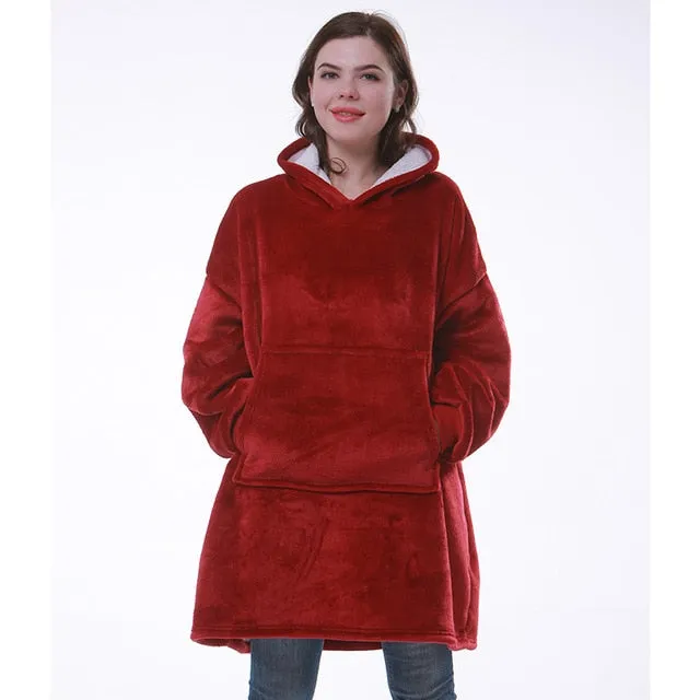 Women’s Oversized Hoodie Sweatshirt Winter Fleece - Giant Wearable Blanket With Sleeves Hoodies Sweat Women Clothes Moletom Feminino