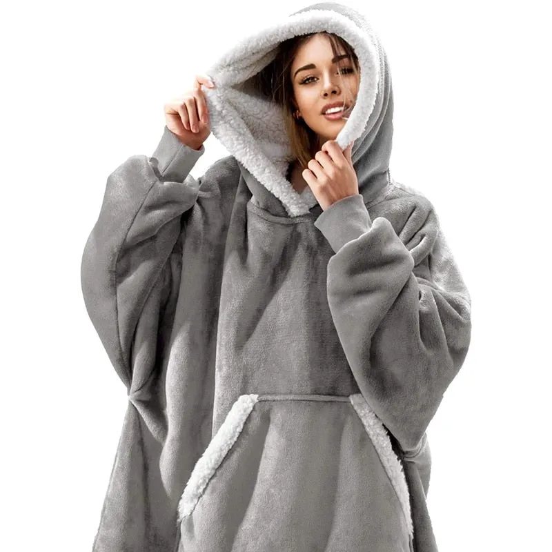 Women’s Oversized Hoodie Sweatshirt Winter Fleece - Giant Wearable Blanket With Sleeves Hoodies Sweat Women Clothes Moletom Feminino