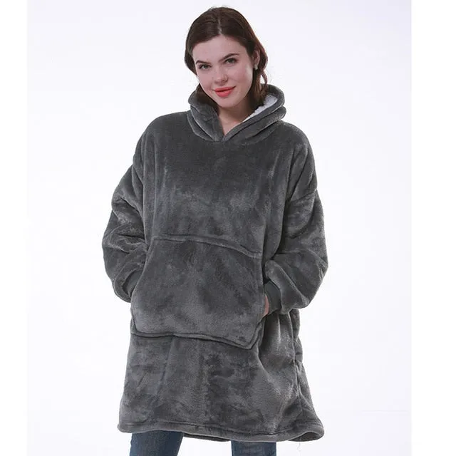 Women’s Oversized Hoodie Sweatshirt Winter Fleece - Giant Wearable Blanket With Sleeves Hoodies Sweat Women Clothes Moletom Feminino