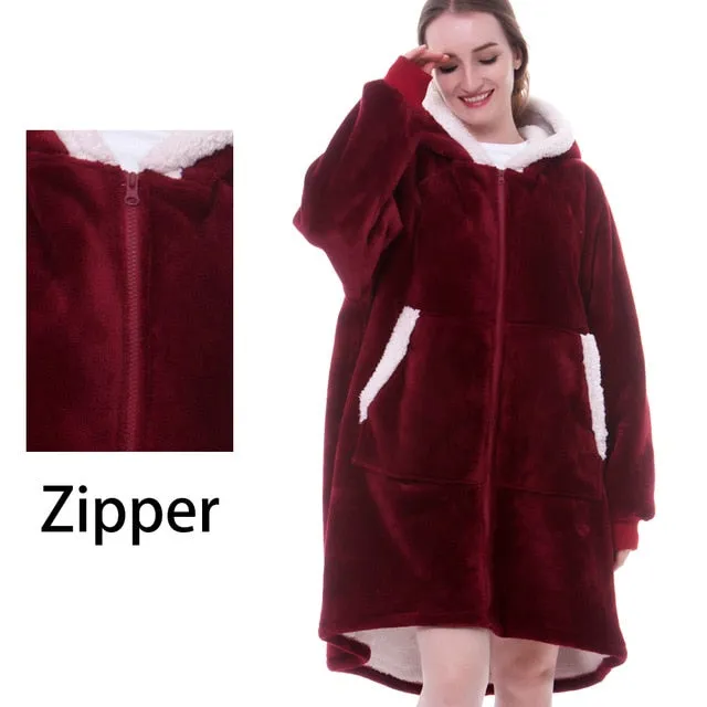 Women’s Oversized Hoodie Sweatshirt Winter Fleece - Giant Wearable Blanket With Sleeves Hoodies Sweat Women Clothes Moletom Feminino