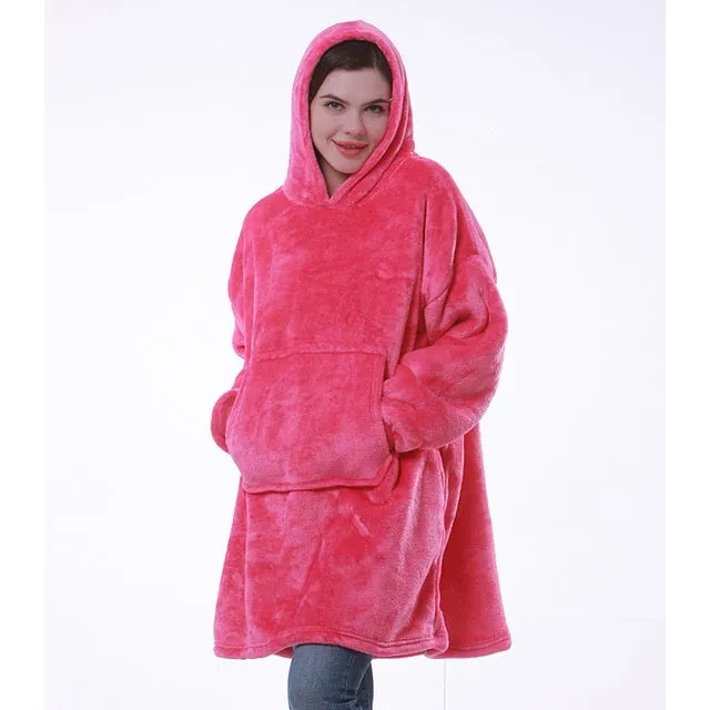Women’s Oversized Hoodie Sweatshirt Winter Fleece - Giant Wearable Blanket With Sleeves Hoodies Sweat Women Clothes Moletom Feminino